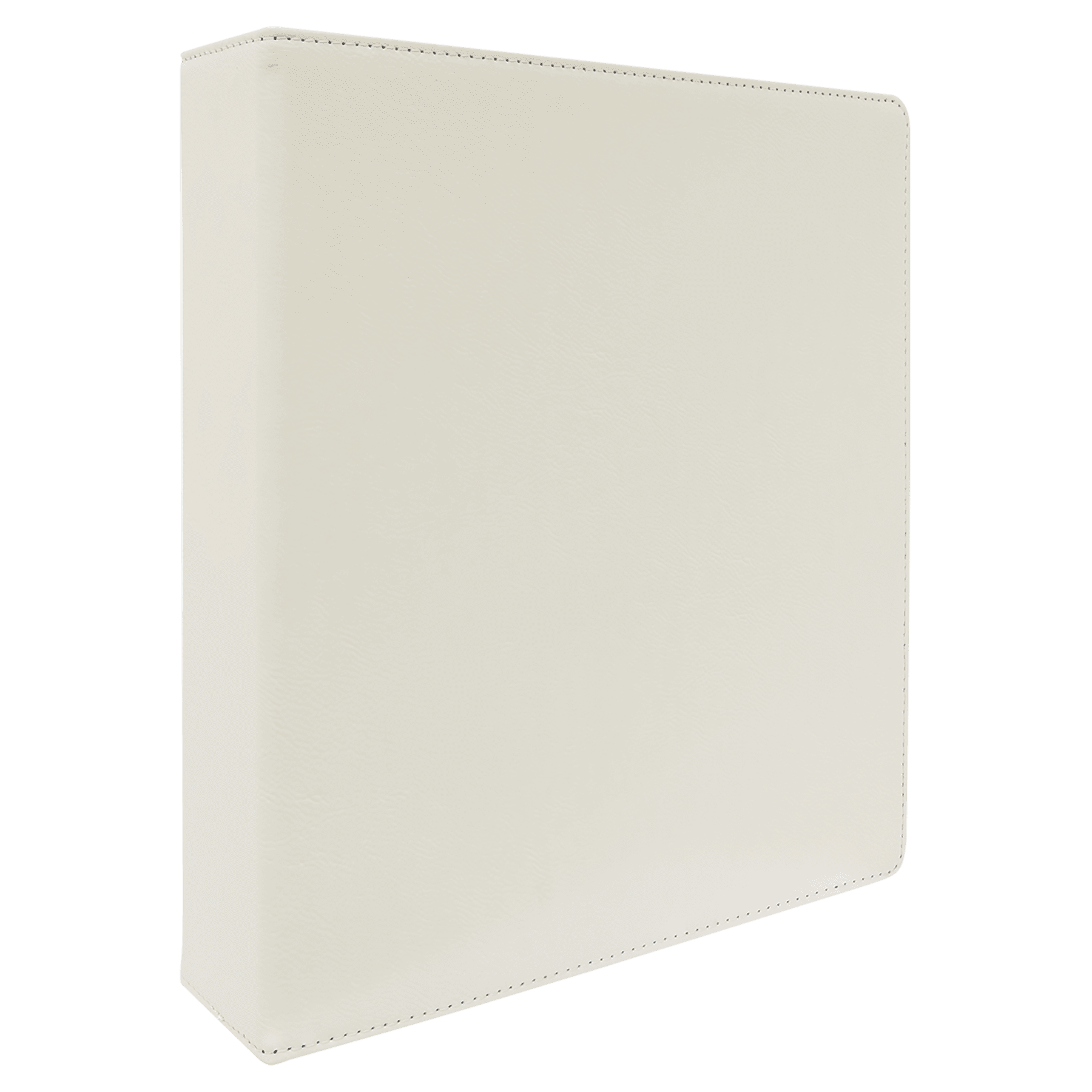 11" x 11 1/2" White/Black Laserable Leatherette 3 Ring Binder with 2" Slant D Rings