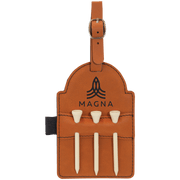 5" x 3 1/4" Rawhide Laserable Leatherette Golf Bag Tag with 3 Wooden Tees