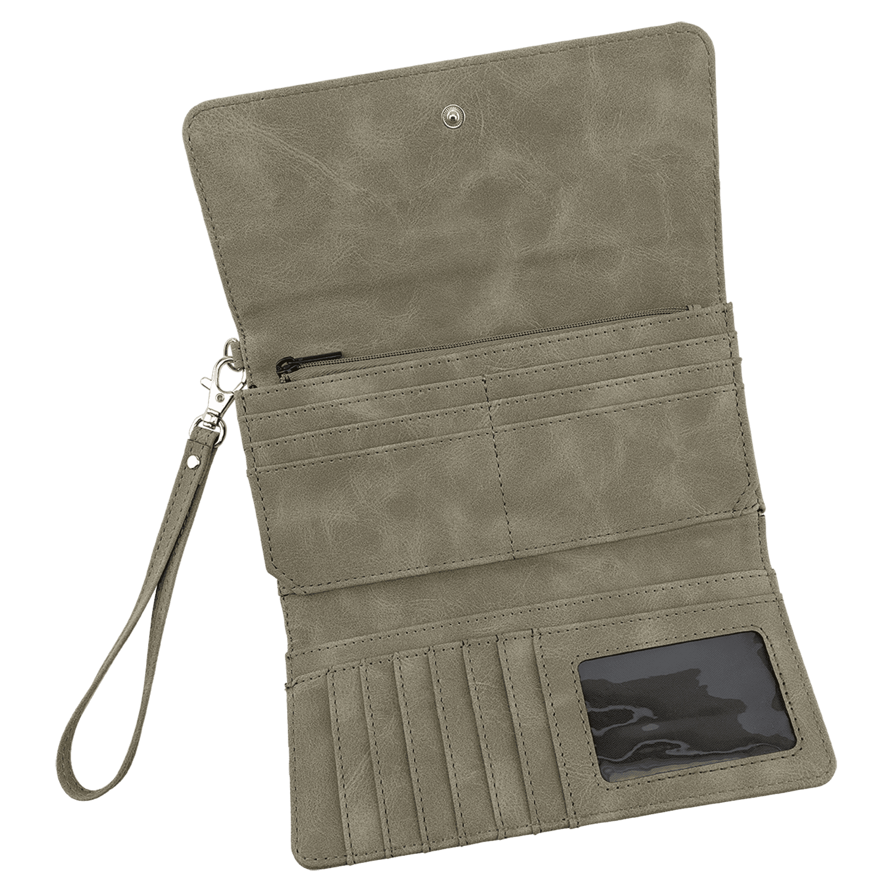 Wallet with Strap - Laserable Leatherette, Creekside Collection, 7 1/2" x 4", Light Green