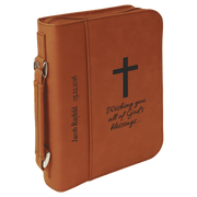 7 1/2" x 10 3/4" Rawhide Leatherette Book/Bible Cover with Handle & Zipper