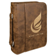 Rustic Leatherette Book/Bible Cover with Handle & Zipper