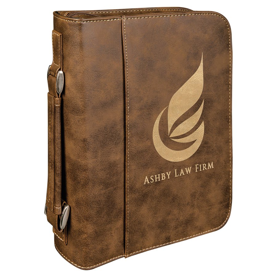 Rustic Leatherette Book/Bible Cover with Handle & Zipper