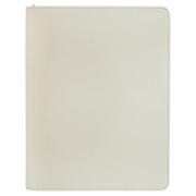 9 1/2" x 12" White with Zipper Laserable Leatherette Portfolio with Notepad