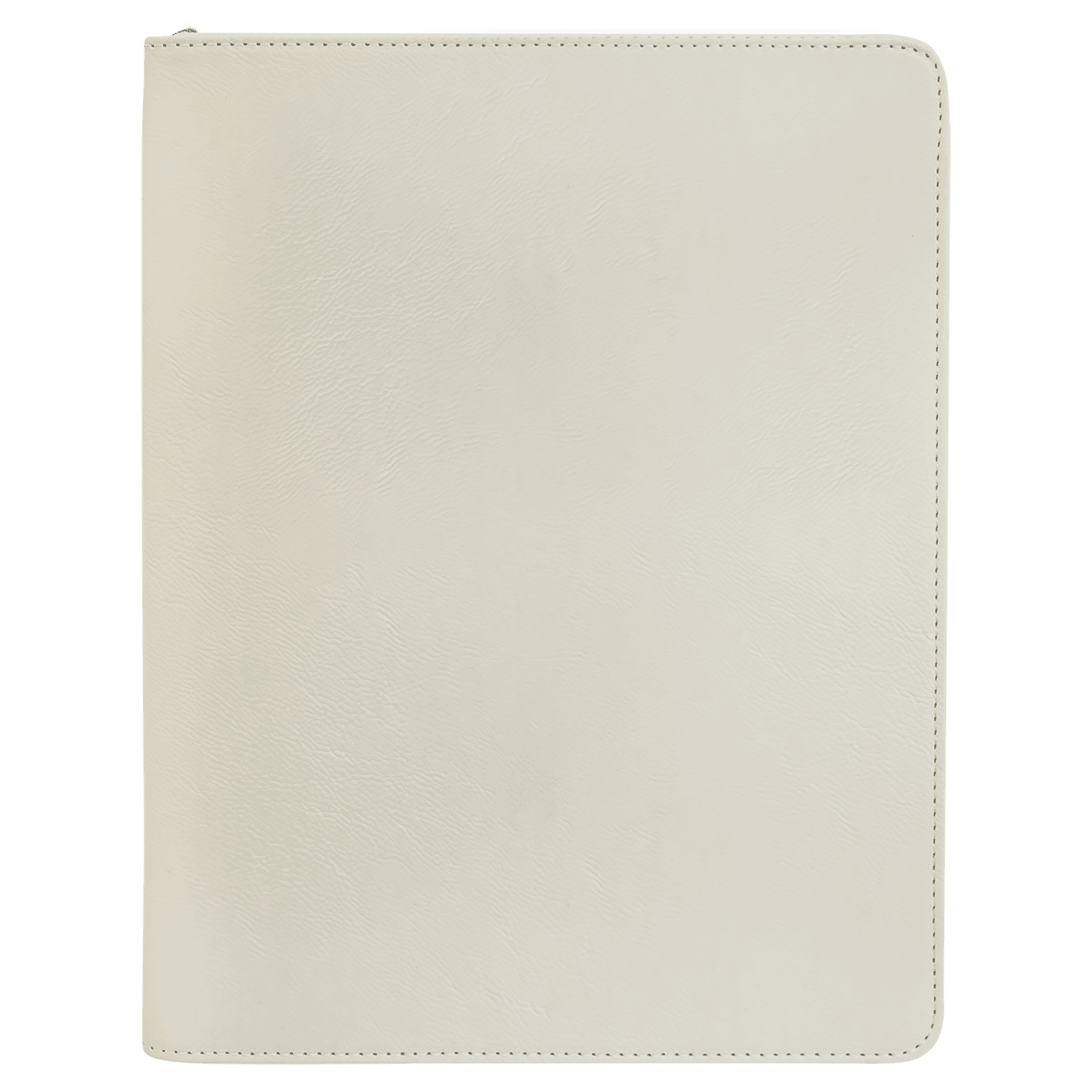 9 1/2" x 12" White with Zipper Laserable Leatherette Portfolio with Notepad