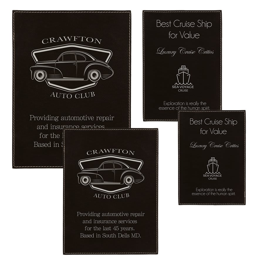 Black/Silver Laserable Leatherette Plaque Award