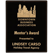 8" x 10" Black/Gold Laserable Leatherette Plaque Award