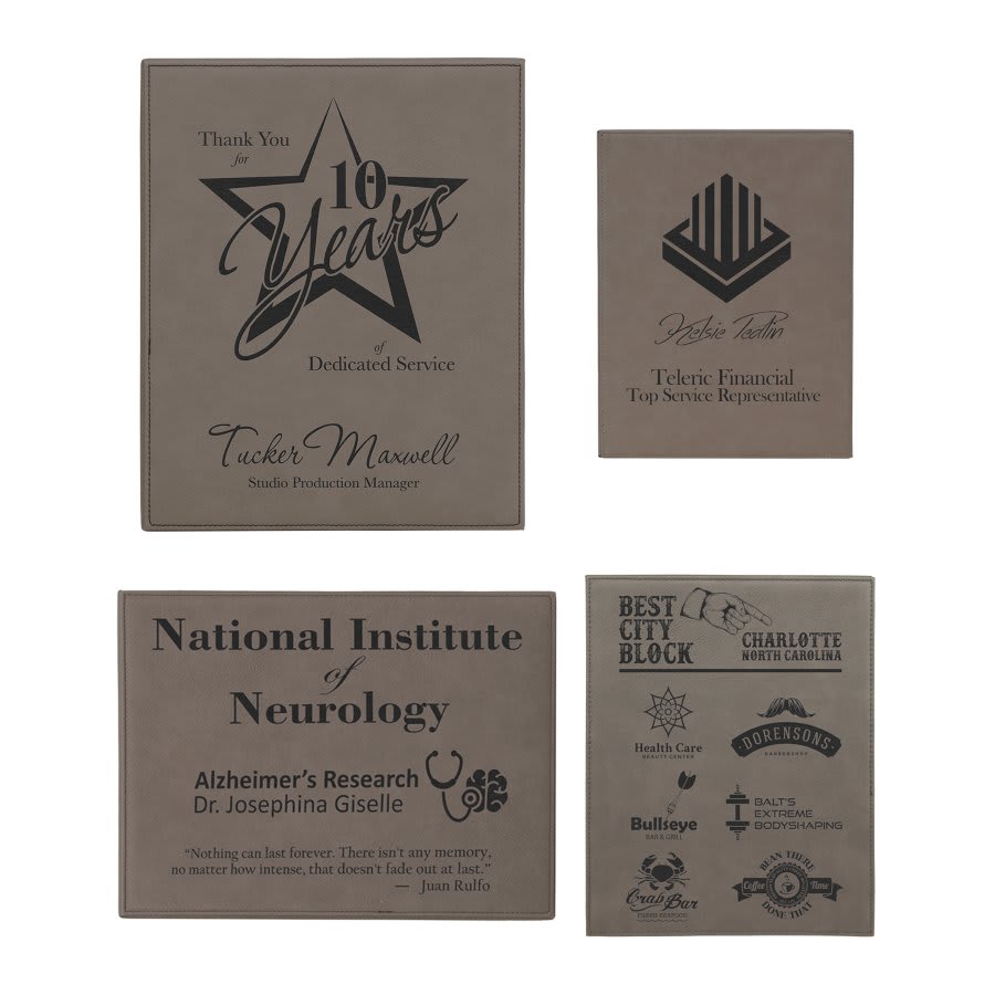 Gray Laserable Leatherette Plaque Award