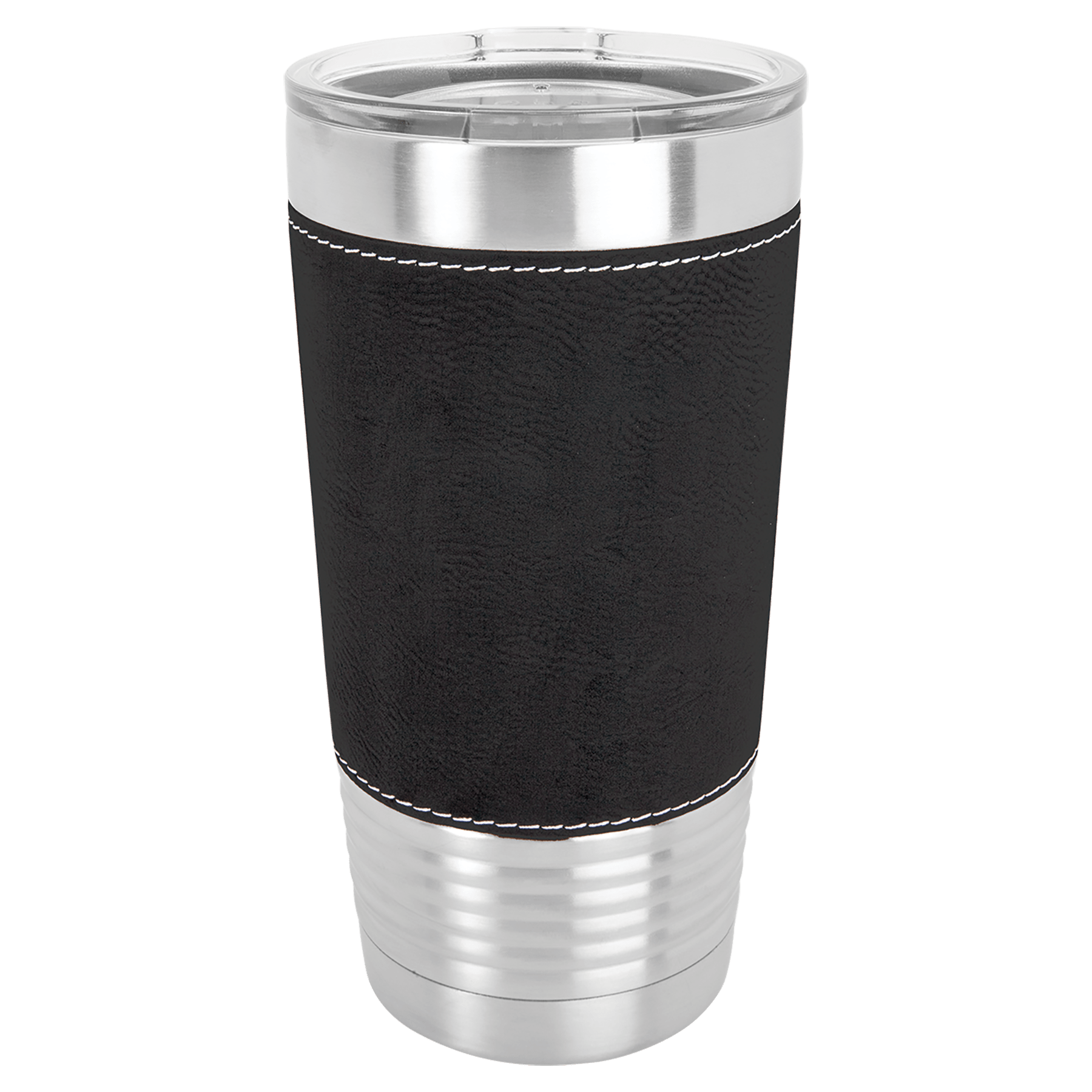 Polar Camel 20 oz. Black/Silver Leatherette Grip Tumbler with Standard Lid