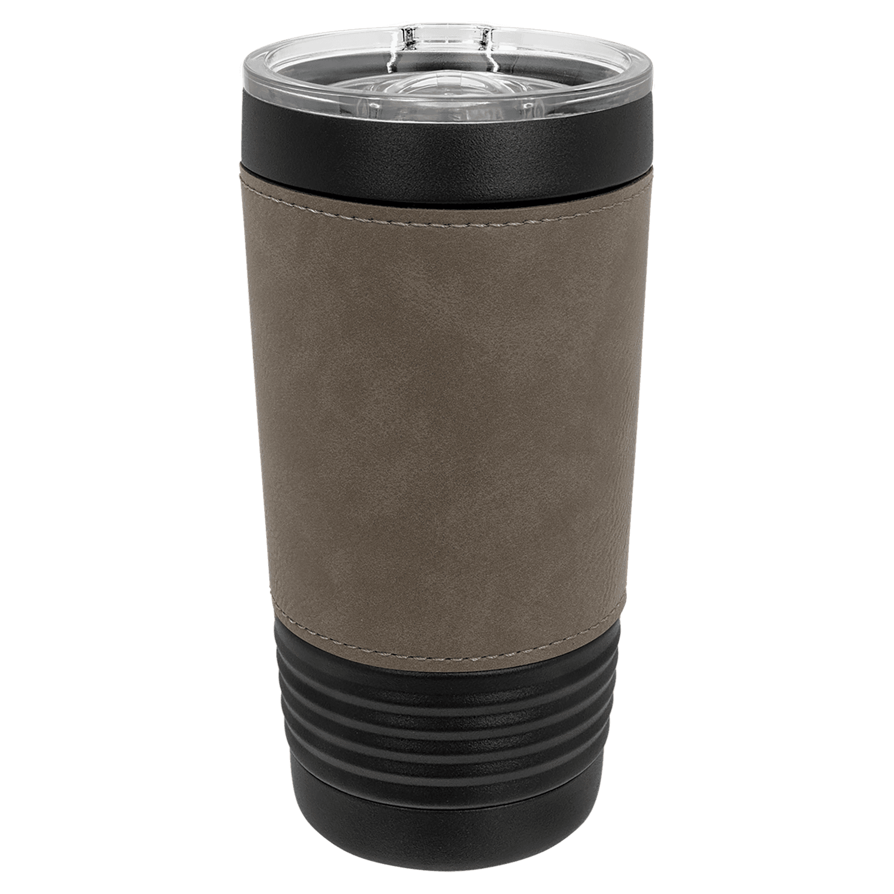 Polar Camel 20 oz. Black with Gray Leatherette Tumbler with Slider Lid