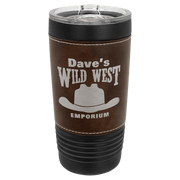 Polar Camel 20 oz. Black with Rustic Leatherette Tumbler with Slider Lid