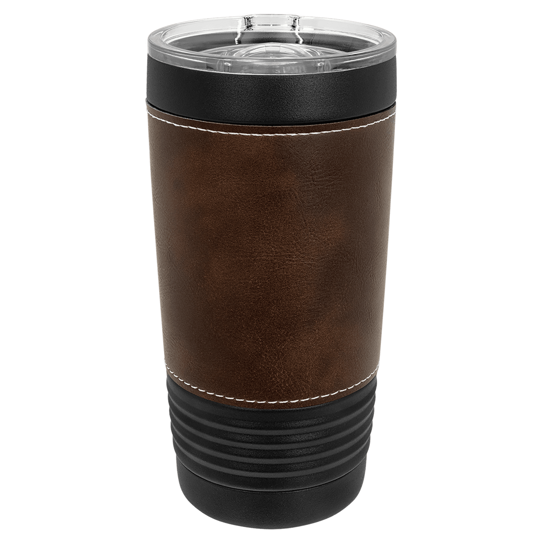 Polar Camel 20 oz. Black with Rustic Leatherette Tumbler with Slider Lid