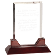 9 3/4" Rectangle Prestige Acrylic with Rosewood Piano Finish Base Award