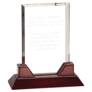 9 3/4" Rectangle Prestige Acrylic with Rosewood Piano Finish Base Award