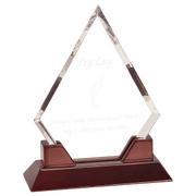 9 1/2" Diamond Prestige Acrylic with Rosewood Piano Finish Base Award