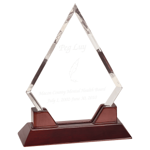 9 1/2" Diamond Prestige Acrylic with Rosewood Piano Finish Base Award