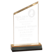 4" x 6" Gold Reflection Beveled Peak Acrylic with 5" Gold Mirror Base Award