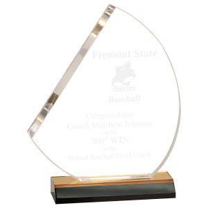 6 1/4" x 7 1/4" Gold Reflection Sail Acrylic with 5 1/2" Gold Mirror Base Award