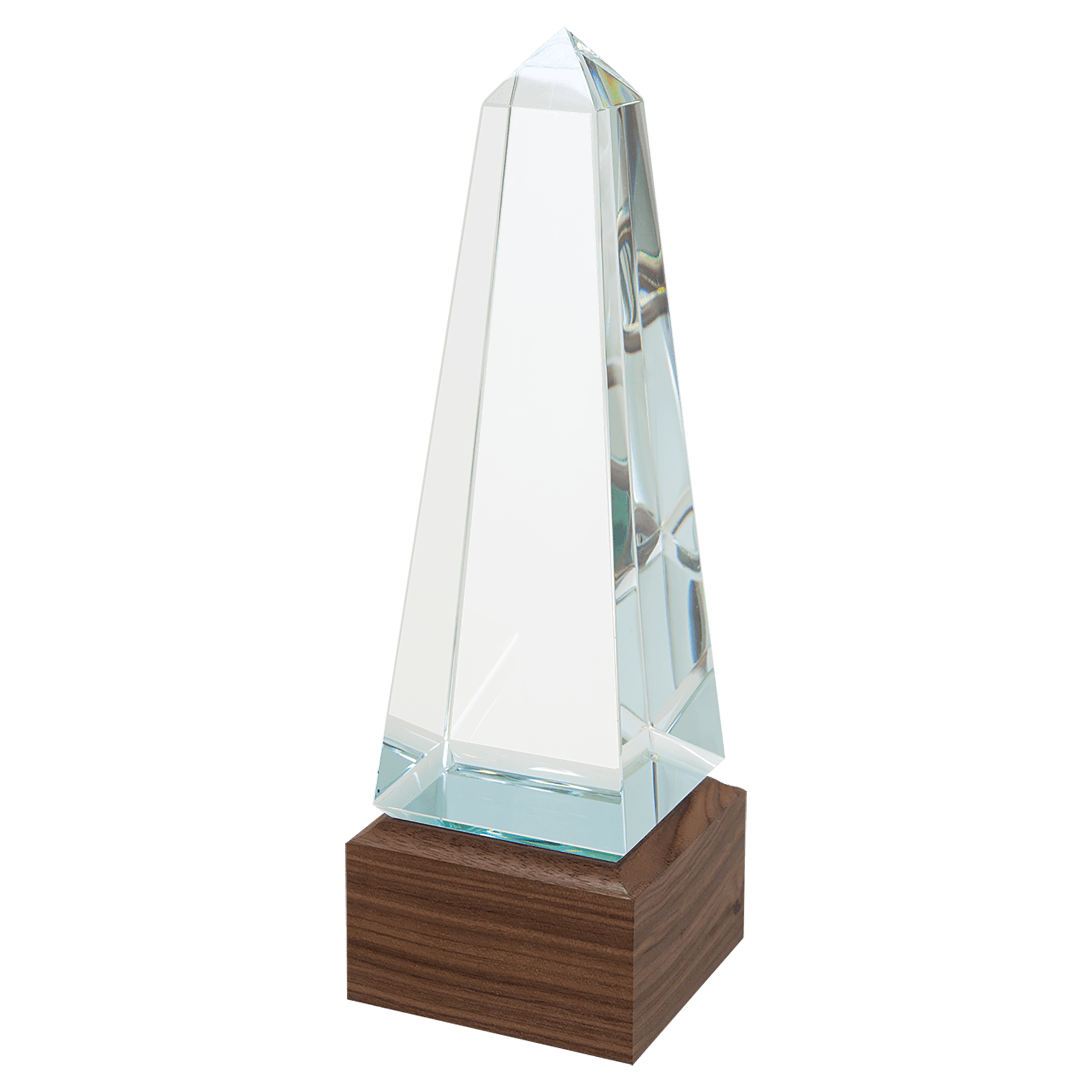 9 3/4" Obelisk Sierra Glass with Walnut Base Award