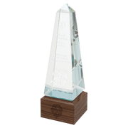 9 3/4" Obelisk Sierra Glass with Walnut Base Award