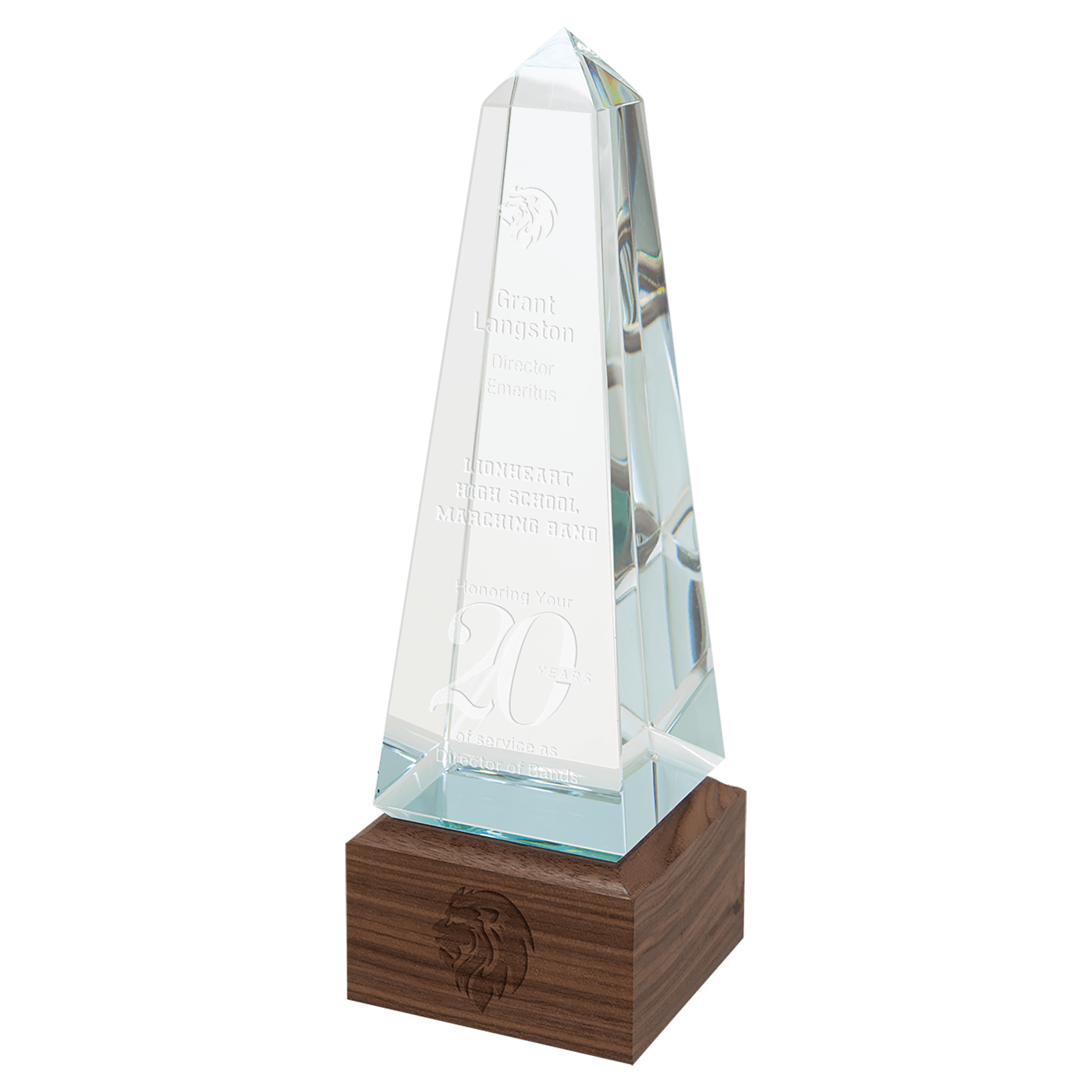 9 3/4" Obelisk Sierra Glass with Walnut Base Award