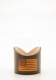 Leather Rocks Glass - American Flag - set of 4