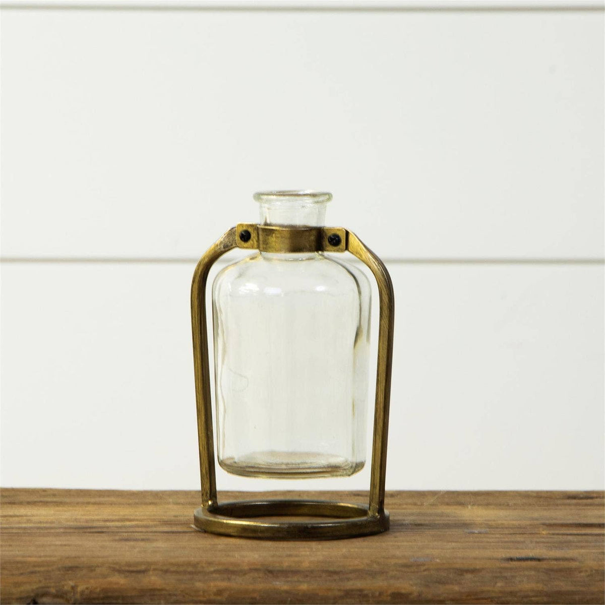 Brass and Glass Bud Vase, Short Neck (Set of 4)