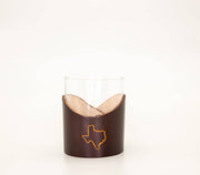 Leather Rocks Glass - Texas State Outline - Set of 4