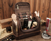 Personalized Leather Dopp Kit Bag, Laser Engraved Men’s Toiletry Bag, Full Grain Leather Toiletry Bag, Gift for Him, Groomsmen
