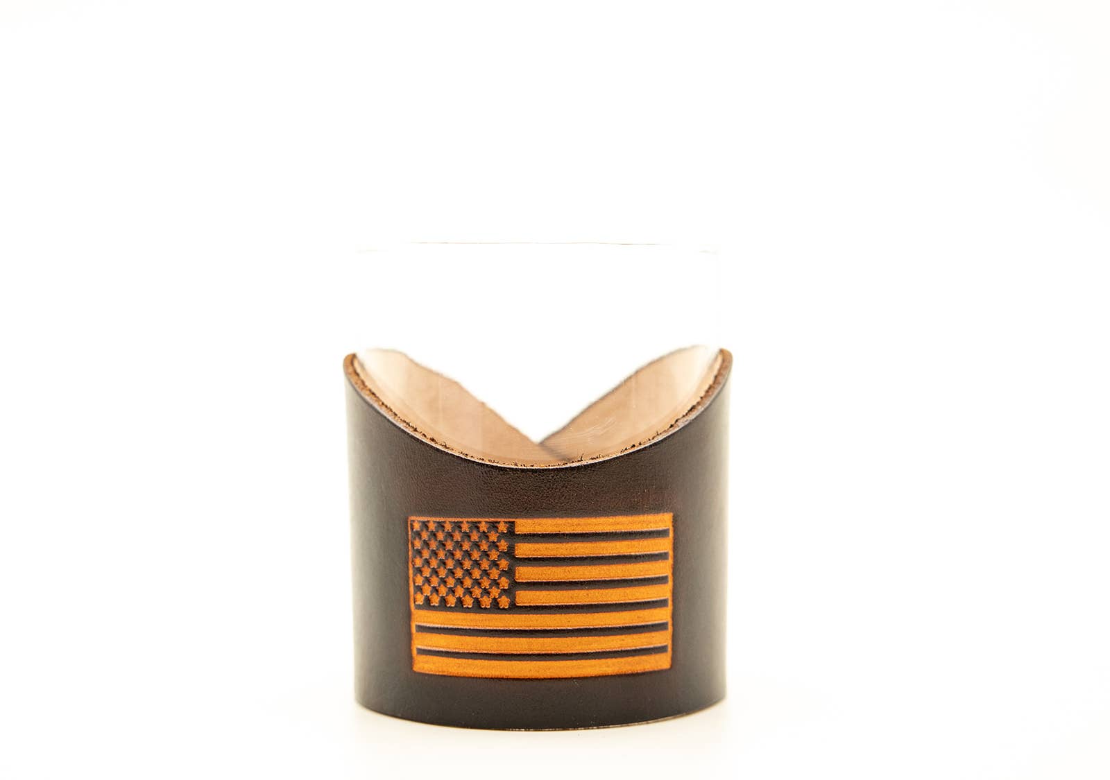 Leather Rocks Glass - American Flag - set of 4
