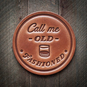 Call Me Old Fashioned Leather Coaster - Set of 2